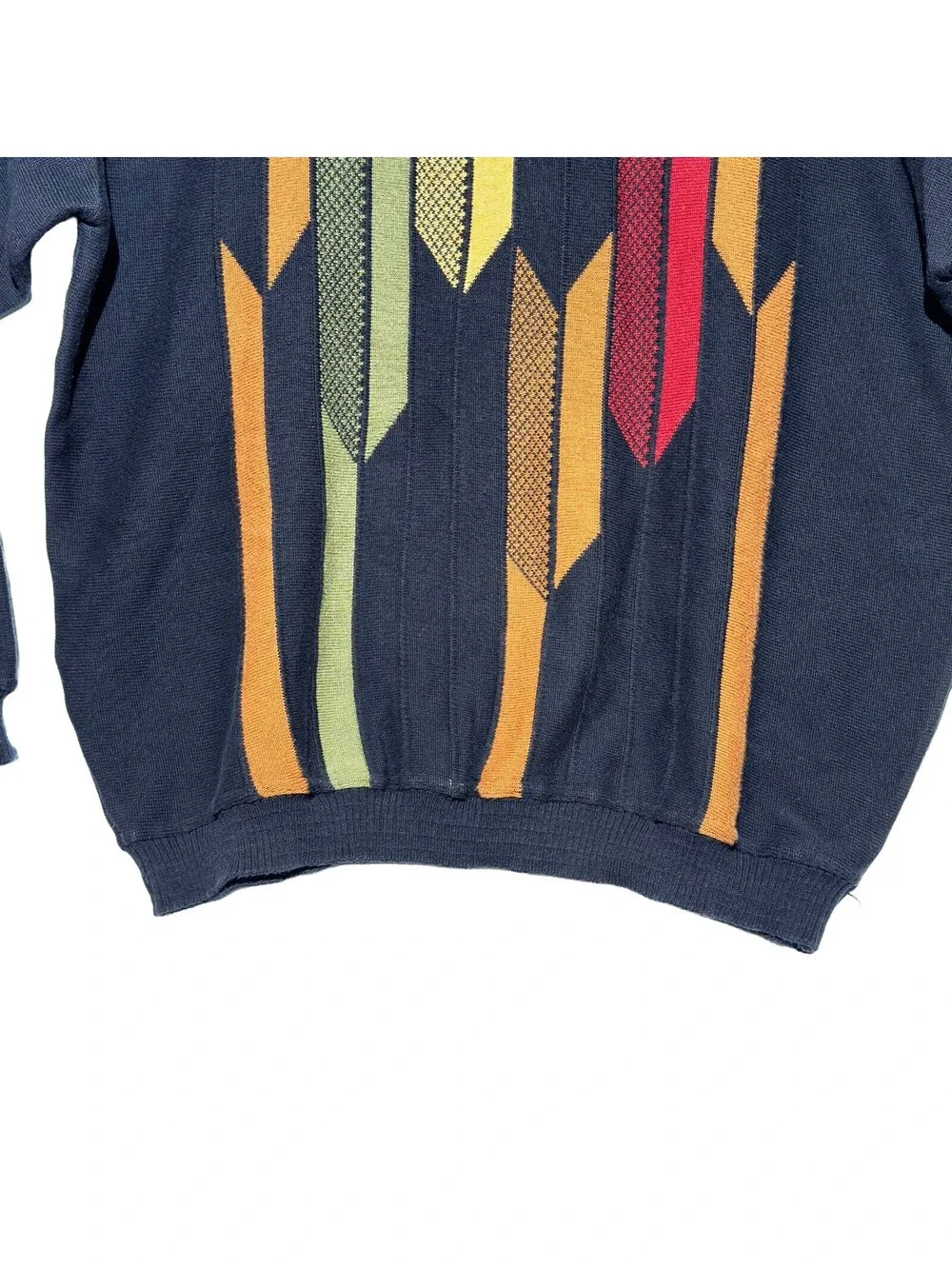 Tosani 3D Knit Sweater VTG 90s Y2K Coogi Biggie Style Men’s M 100% Cotton EUC